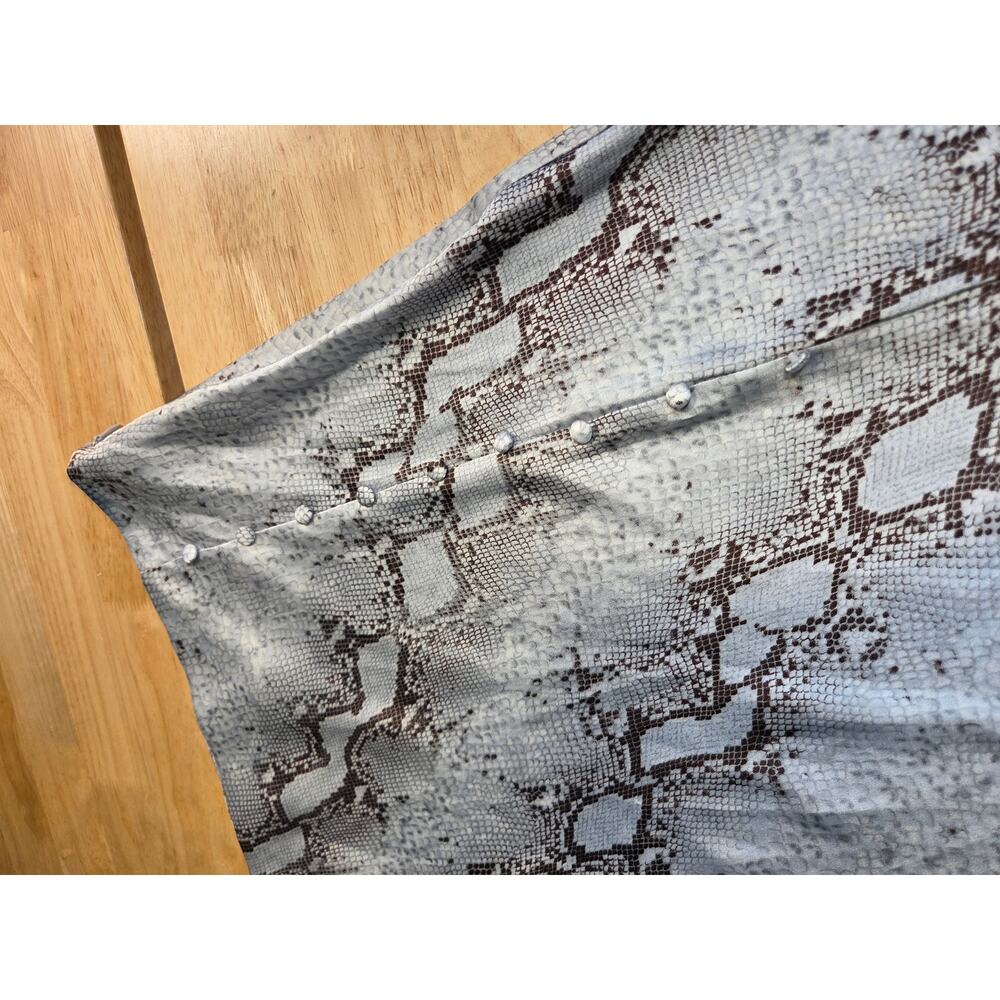 TCEC Snake Print Satin Hi-Lo Bias Cut Skirt Y2k 2000's Large Side Zip Button - Picture 5 of 12